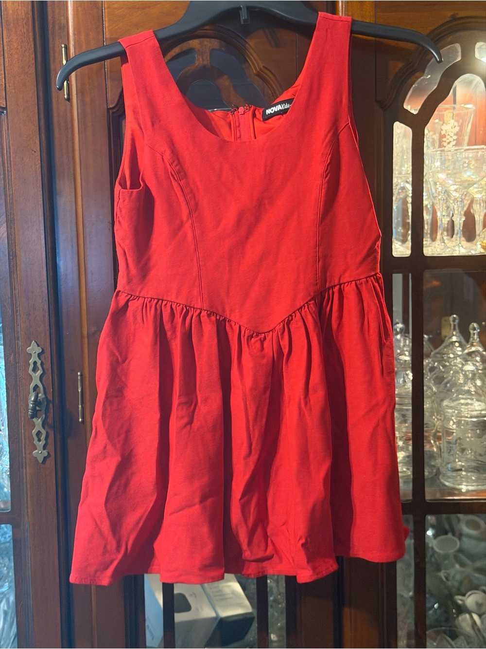 Fashion Nova Girls' Red Sleeveless Fit-and-Flare Dress Size 14/16